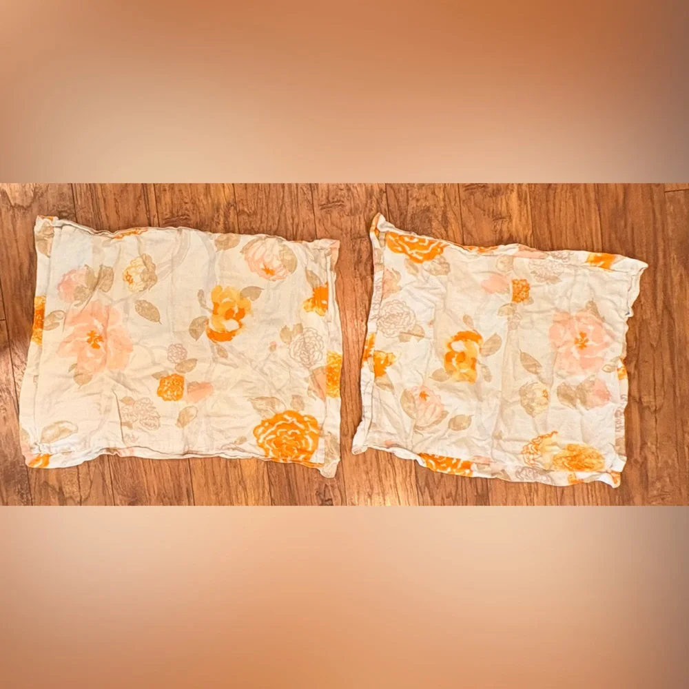 Vintage Marcielo Floral Quilt Set White Orange Full/Queen + 2 Shams